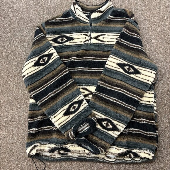 Rock & Roll Men's Aztec Printed Sherpa Pullover - Dark Brown
